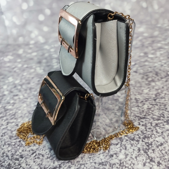 Mini Crossbody Bundle Set of 2 Black and Silver with Gold Tone Hardware NWOT - Picture 7 of 8